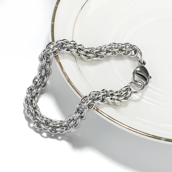 Vintage Stainless Steel Link Chain Bracelet - Picture 5 of 6